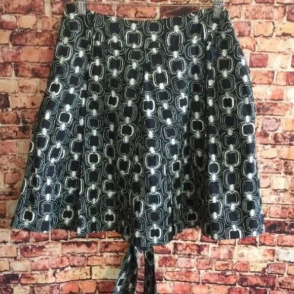 Becky & Max Blue White Geometric A-Line Skirt Size - Picture 1 of 4